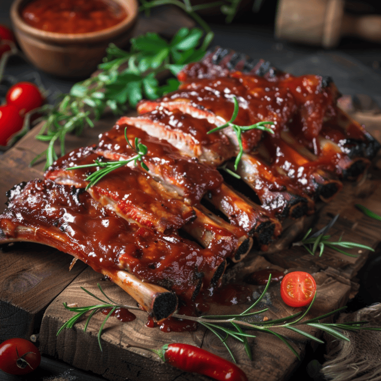 Platter of bbq pork ribs